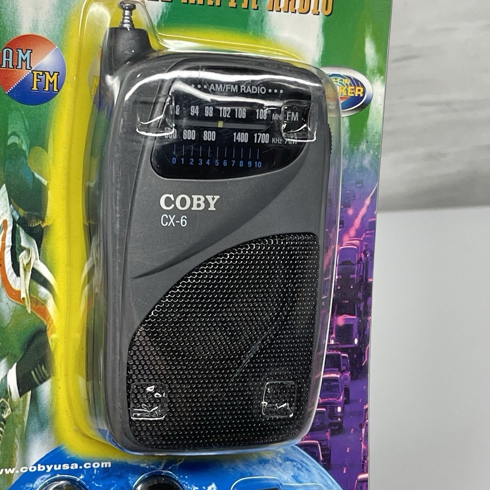 Vintage Coby Cx-6 Pocket AM FM Radio Slim Compact With Earphones NEW Sealed - Picture 7 of 8